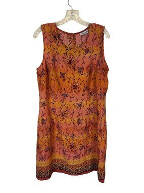 Niki Lee California Womens Dress Orange & Pink Medium Mini Floral Sleeveless